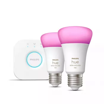 Kit de iniciação Smart LED Philips Hue White and Colour Ambience — 2× lâmpadas E27 11W, Bluetooth/Zigbee