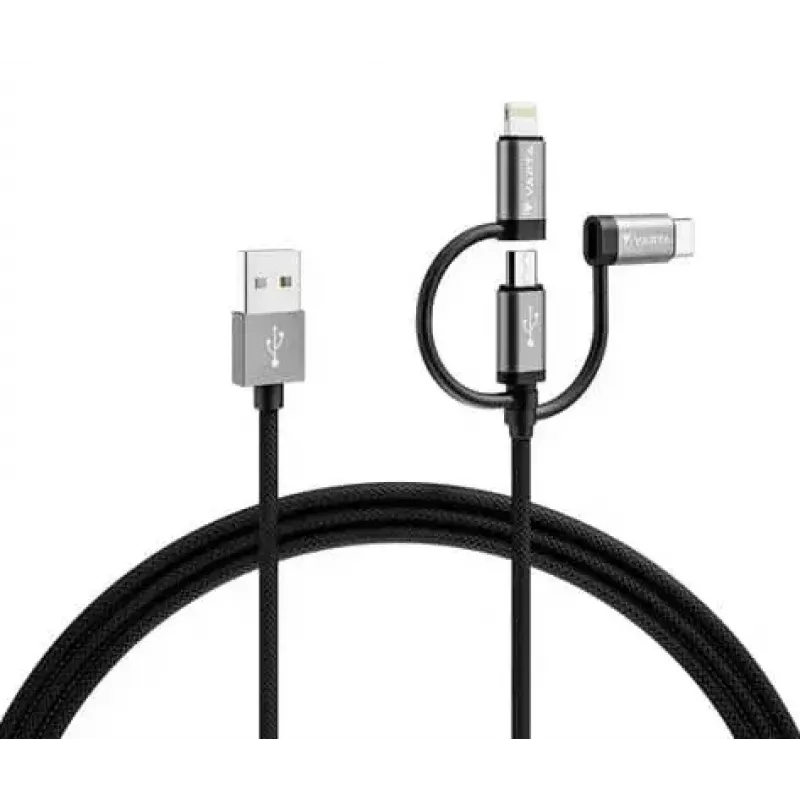 Varta Speed Charge & Sync Cabo 3-in-1, de USB-A para Lightning/Micro-USB/USB-C