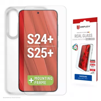 Película protetora de ecrã Displex + capa para Samsung Galaxy S24+/S25+, moldura de montagem Eco, resistente a riscos
