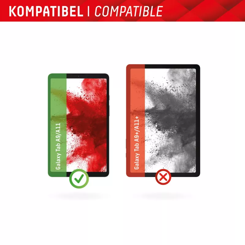 Vidro para tablet Displex (9H) para Samsung Galaxy Tab A11/A9, moldura de montagem Eco, inquebrável