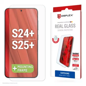 Película protetora de ecrã Displex (10H) para Samsung Galaxy S24+/S25+, moldura de montagem Eco, resistente a riscos
