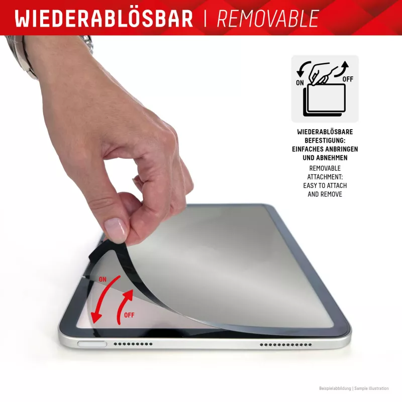 Filtro de privacidade removível de 2 vias Displex TABLET PRIVACY SAFE para iPad 10,2'' (7.ª/8.ª/9.ª ger.)