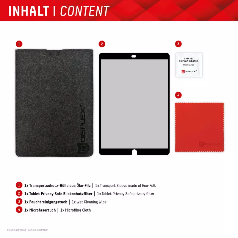 Filtro de privacidade removível de 2 vias Displex TABLET PRIVACY SAFE para iPad 10,2'' (7.ª/8.ª/9.ª ger.)