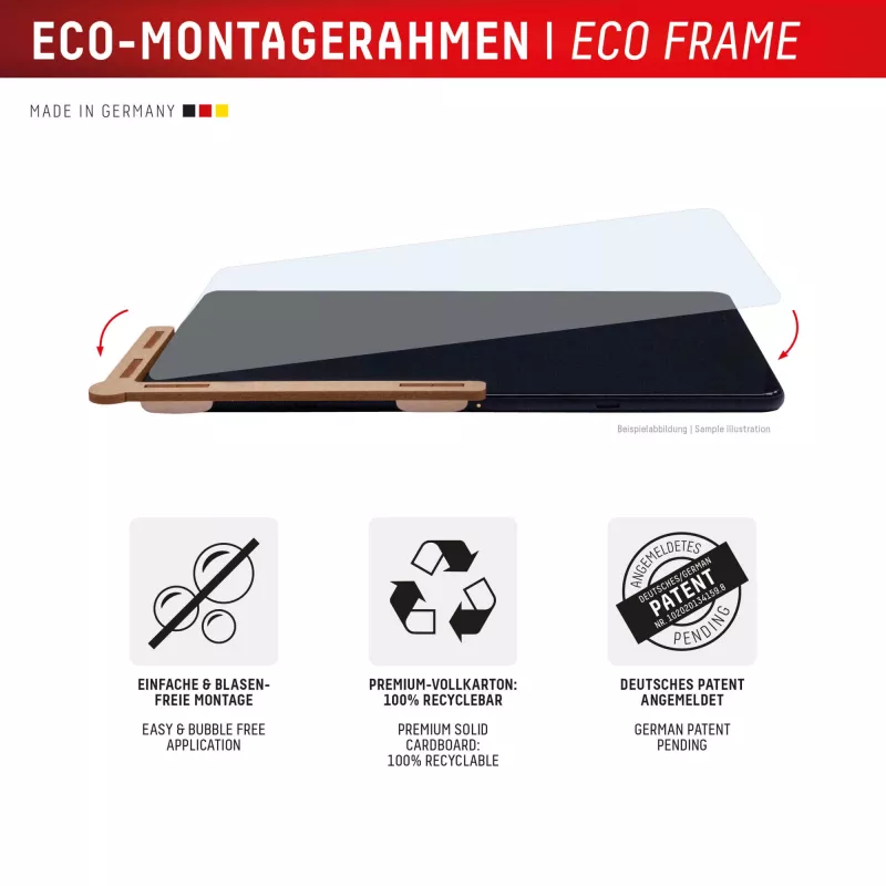 Película de vidro Displex Tablet Glass (9H) para Samsung Galaxy Tab S10 FE+, moldura de montagem Eco, inquebrável