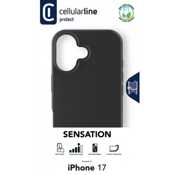 Cellularline Sensation - Capa de silicone ultra macia para iPhone 17 com acabamento soft-touch, perfeita para proteger cada detalhe do seu iPhone 17 com elegância e conforto.