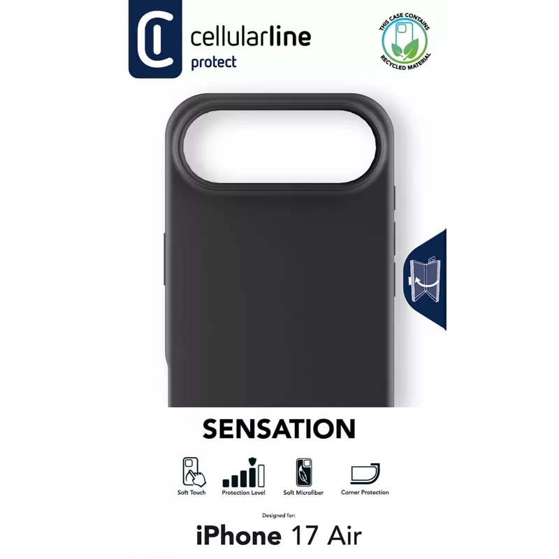 Cellularline Sensation – iPhone Air – Capa de silicone ultra macia com acabamento soft-touch, perfeita para proteger cada detalhe do seu iPhone Air com elegância e conforto.