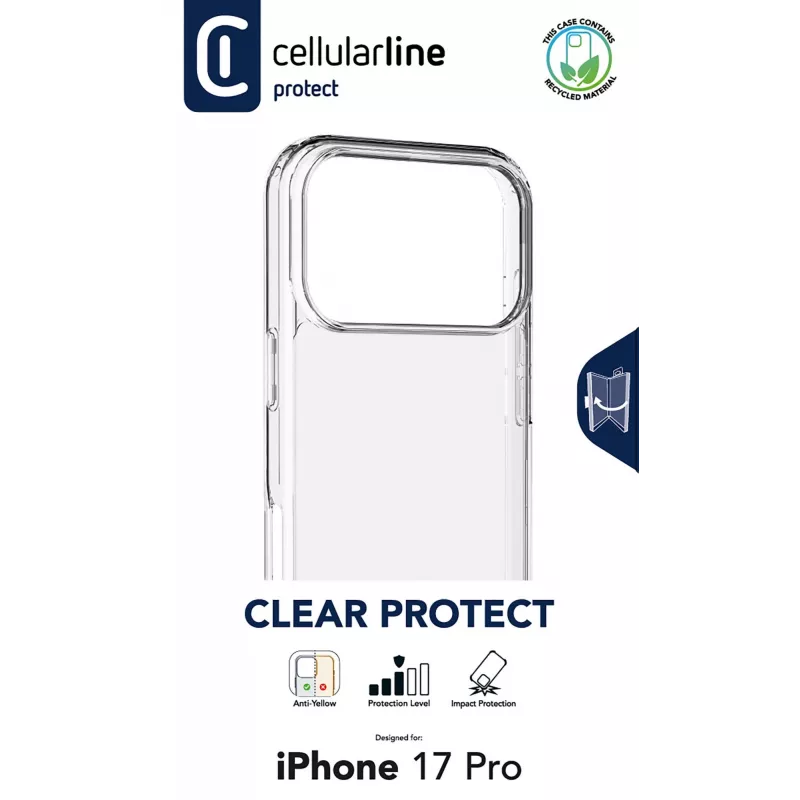 Cellularline Clear Protect - iPhone 17 Pro Capa rígida com bordas de borracha