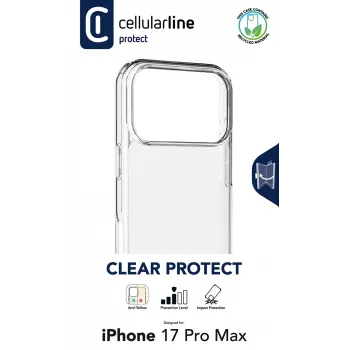 Cellularline Clear Protect - iPhone 17 Pro Max Capa rígida com bordas de borracha