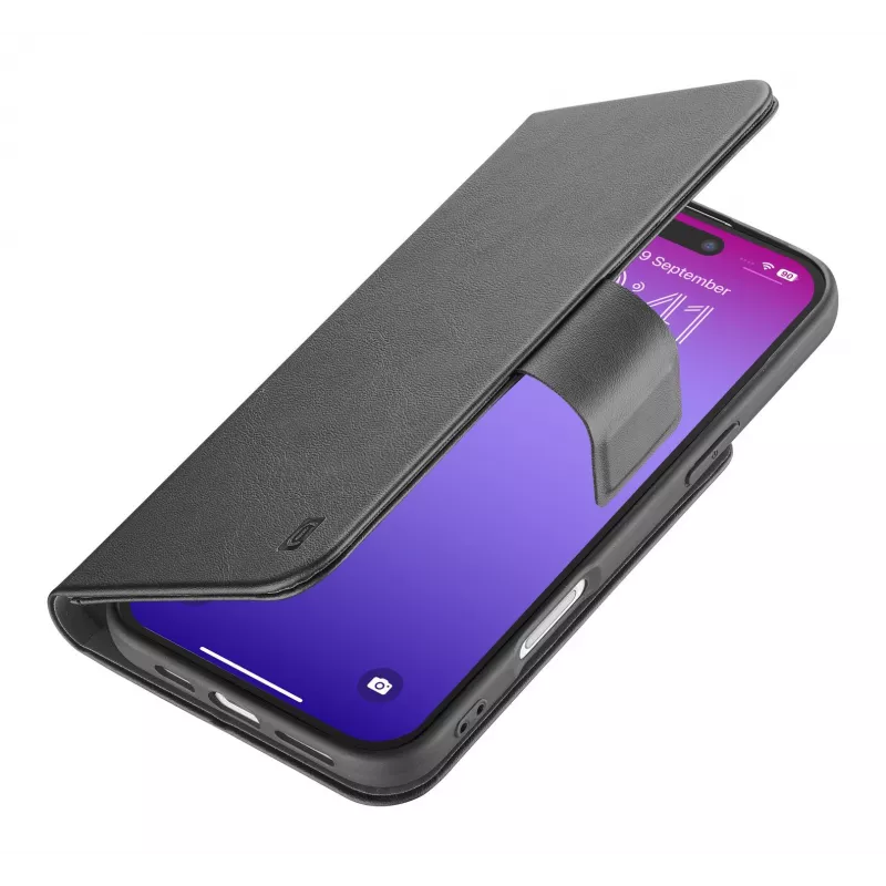 Cellularline Book Agenda – iPhone 17 Pro Capa tipo livro em pele sintética com fecho magnético