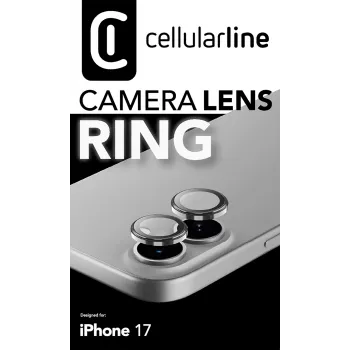 Cellularline Anel de lente da câmara - iPhone 17 Vidro temperado para proteção da câmara