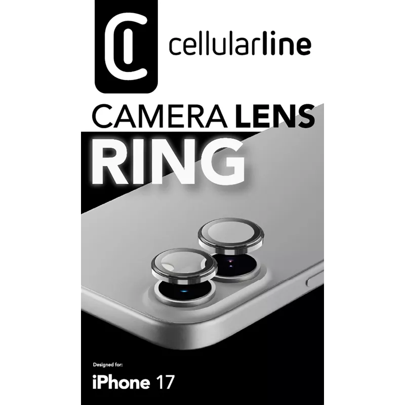 Cellularline Anel de lente da câmara - iPhone 17 Vidro temperado para proteção da câmara