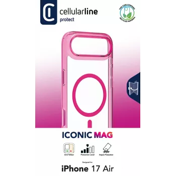 Cellularline Iconic Mag - iPhone Air Capa transparente com bordas coloridas, compatível com o ecossistema MagSafe