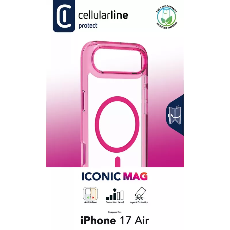Cellularline Iconic Mag - iPhone Air Capa transparente com bordas coloridas, compatível com o ecossistema MagSafe