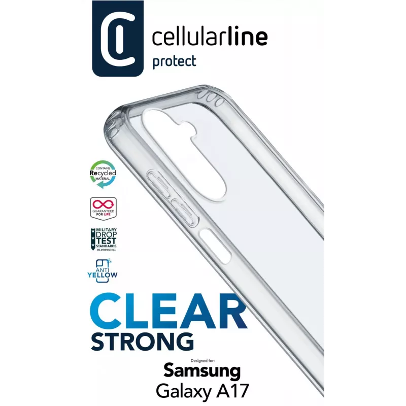 Cellularline Clear Strong – Galaxy A17 Capa rígida com bordas de borracha