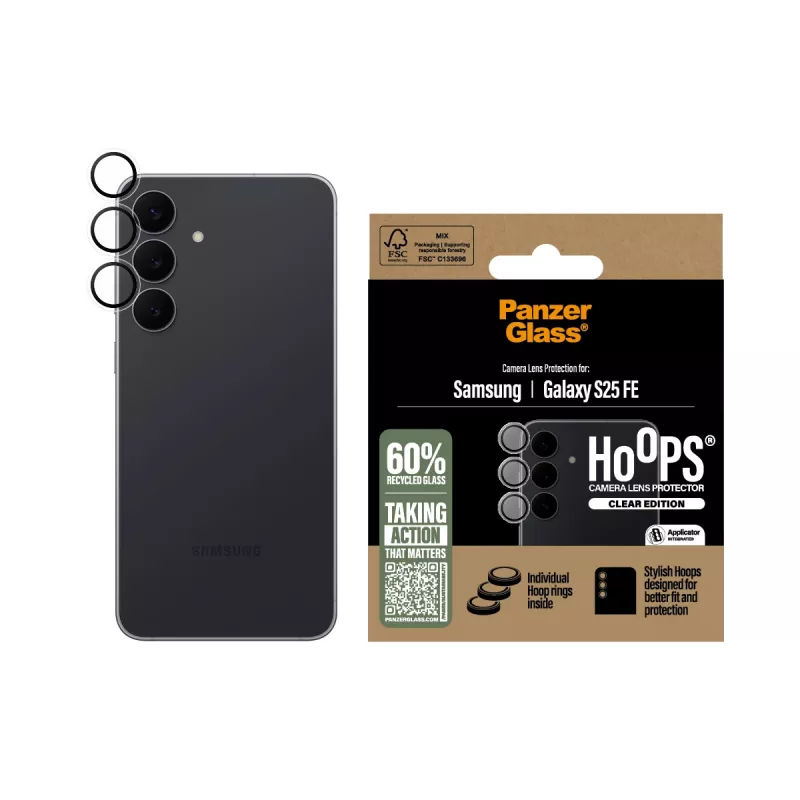 Proteção de lente da câmara PanzerGlass Samsung Galaxy S25 FE 5G resistente a riscos e choques