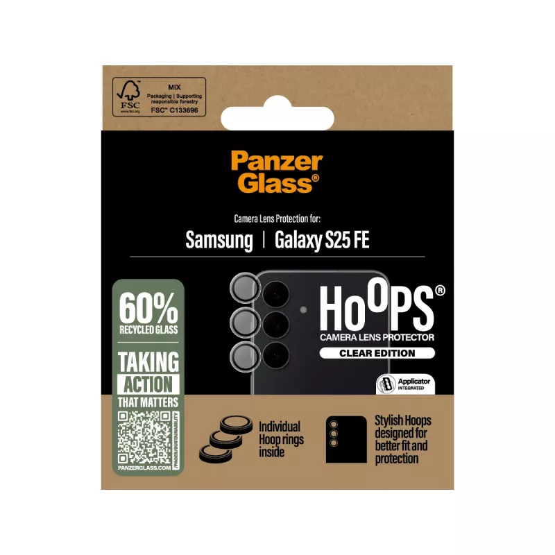 Proteção de lente da câmara PanzerGlass Samsung Galaxy S25 FE 5G resistente a riscos e choques
