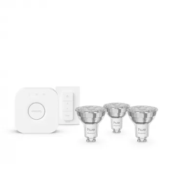 Philips Hue White and Colour Ambience Essential Starterkit: 3 lâmpadas inteligentes GU10 (345 lm) + interruptor regulador
