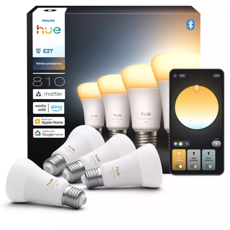Lâmpada inteligente Philips Hue White ambience A60 E27 6W Bluetooth Zigbee