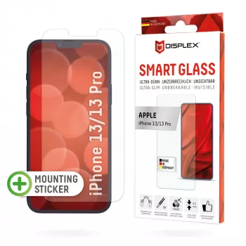 Displex Smart Glass (9H) para Apple iPhone 13/13 Pro, autocolante de montagem, inquebrável