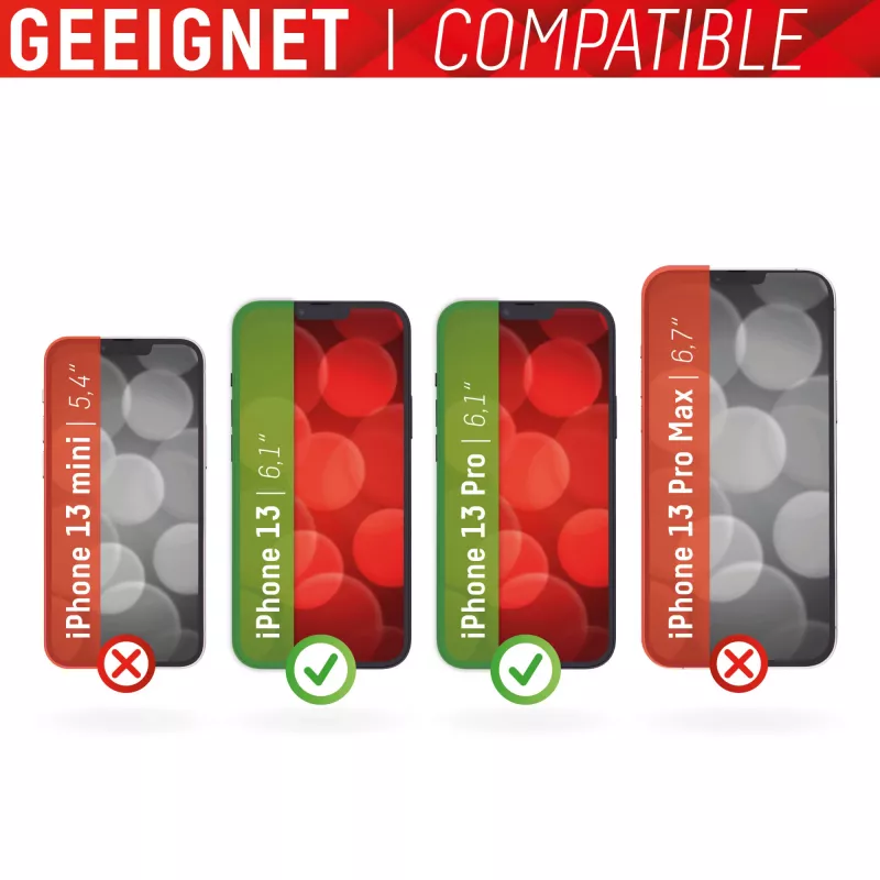 Displex Smart Glass (9H) para Apple iPhone 13/13 Pro, autocolante de montagem, inquebrável