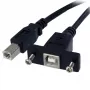 StarTech.com Cabo USB de montagem em painel de 3 ft B para B - F/M, 0,91 m, USB B, USB B, USB 2.0, 0,48 Gbit/s, preto