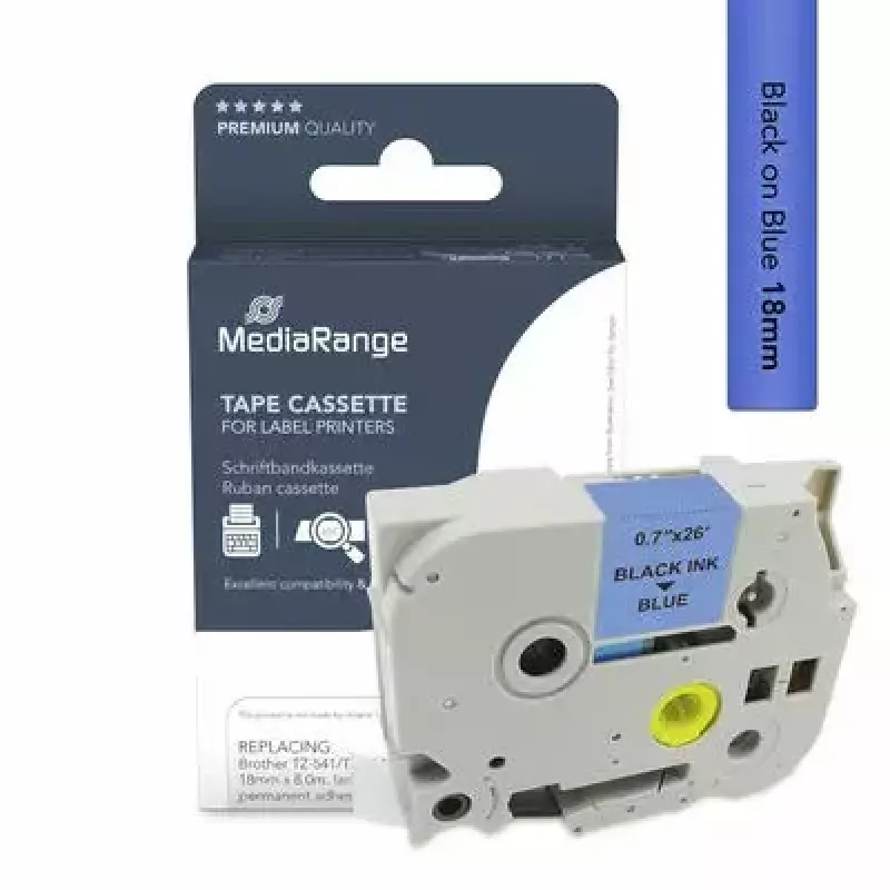 Fita de impressora MediaRange MRBTZ541 preto 1,8 cm 8 m