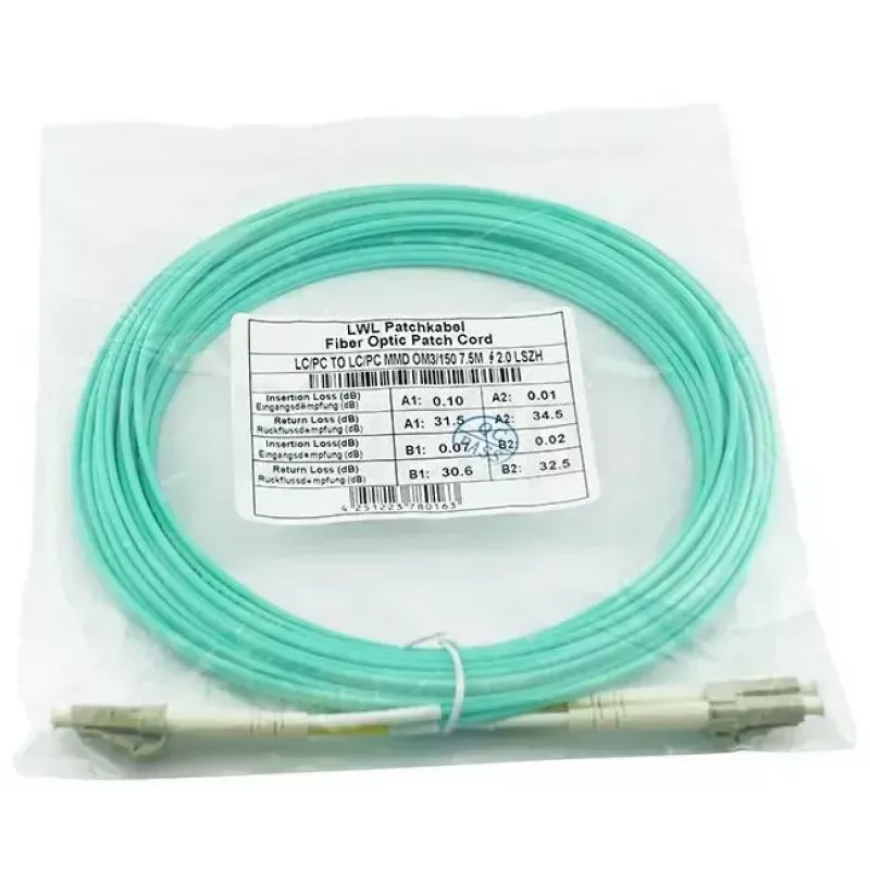 BlueOptics 050502T512000010M-BO Cabo de patch de fibra ótica duplex (compatível com Corning), LC-UPC/LC-UPC, multimodo OM3 50/125 µm, 10 m