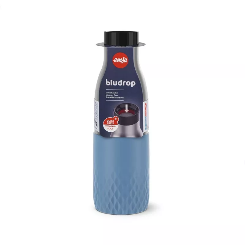 Garrafa de água EMSA Bludrop Sleeve N3110700 fitness, desporto 500 ml aço inoxidável azul, aço inoxidável