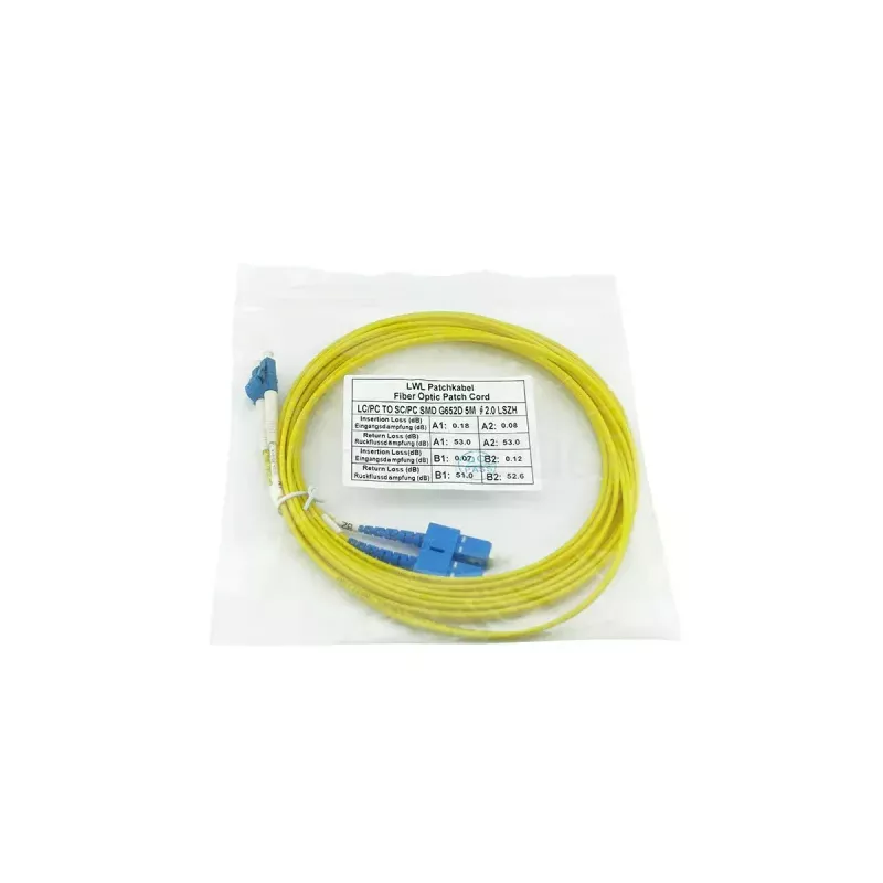 BlueOptics CAB-SMF-LC-SC-7.5-BO Cabo de patch de fibra ótica duplex (compatível com Cisco), LC-UPC/SC-UPC, monomodo G.657.A1 9/125 µm, 7,5 m
