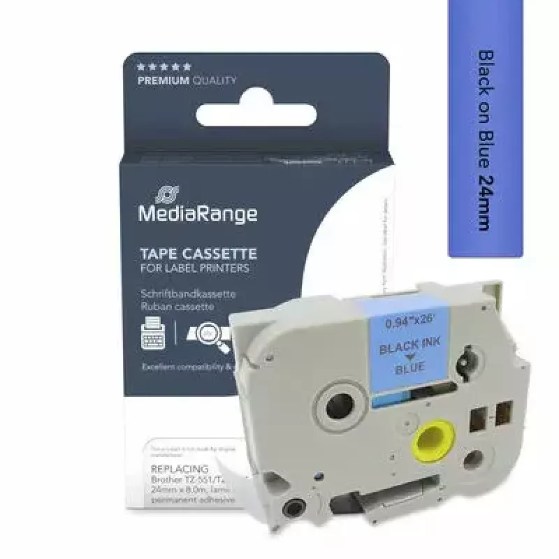Fita para impressora MediaRange MRBTZ551 preto 2,4 cm 8 m