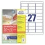 Etiqueta de impressora autoadesiva AVERY L4737REV-65 Branco 6,35 x 2,96 cm