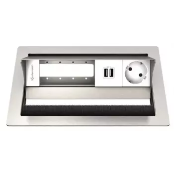 Tomada de mesa tipo F Kindermann 7492000151 Aço inoxidável Branco