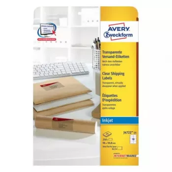 Etiqueta autoadesiva Avery J4722-25 retângulo arredondado transparente