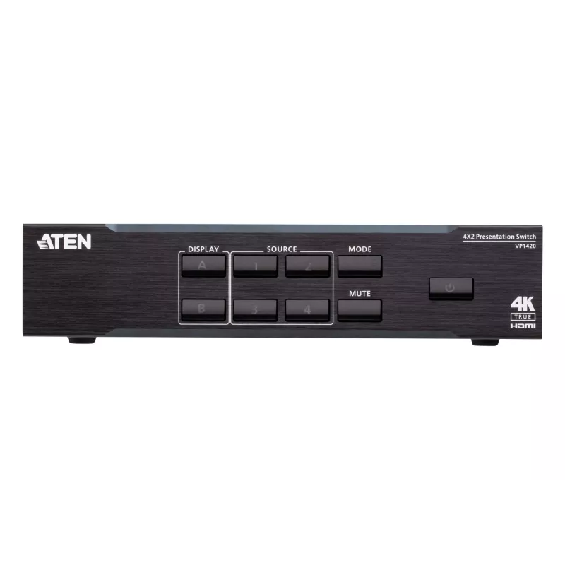 ATEN VP1420 4 x 2 True 4K comutador matricial para apresentações, vídeo/áudio, de secretária