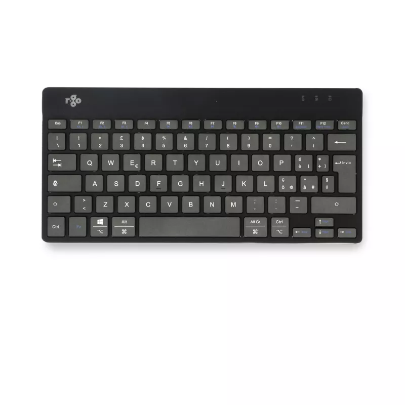 Teclado ergonómico R-Go Tools R-Go Compact Break, teclado compacto com software de pausas, QWERTY (IT), Bluetooth, preto