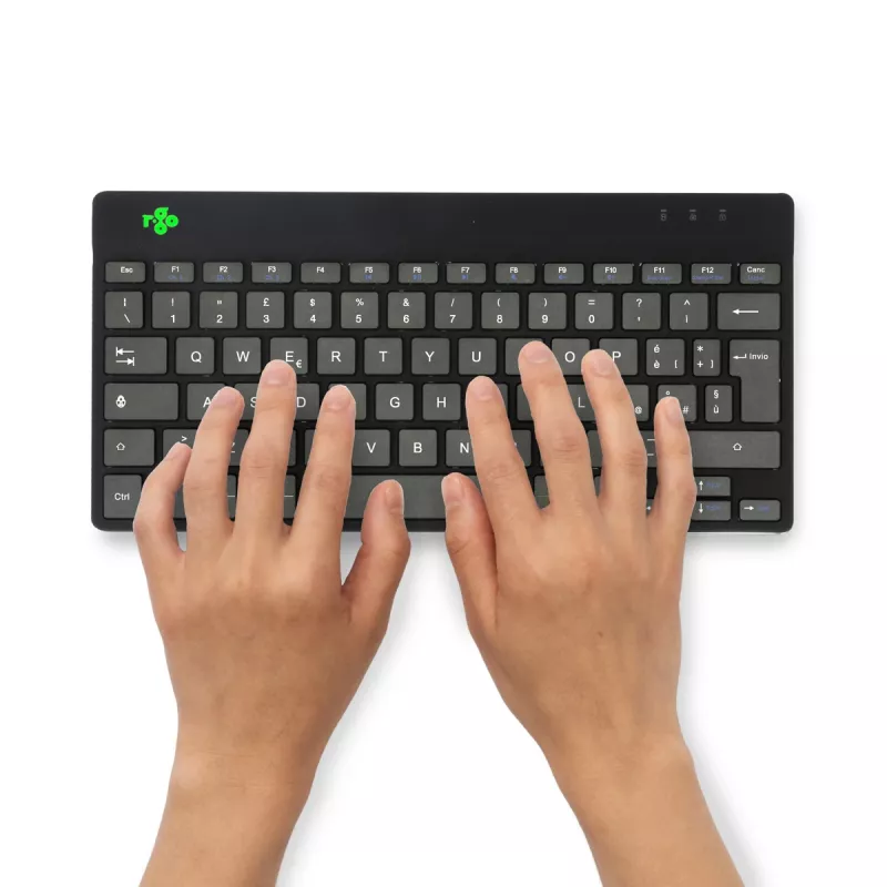 Teclado ergonómico R-Go Tools R-Go Compact Break, teclado compacto com software de pausas, QWERTY (IT), Bluetooth, preto