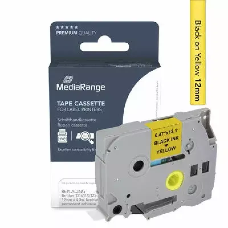 MediaRange MRBTZ631S Fita de etiquetas compatível com Brother TZ-631S