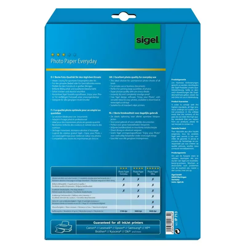 Papel de impressora A4 Sigel IP713 brilhante 20 folhas branco