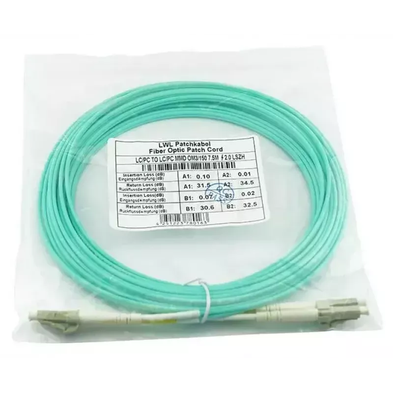 BlueOptics 050502K512000002M-BO Cabo de patch de fibra ótica duplex (compatível com Corning), LC-UPC/LC-UPC, multimodo OM3 50/125 µm, 2 m