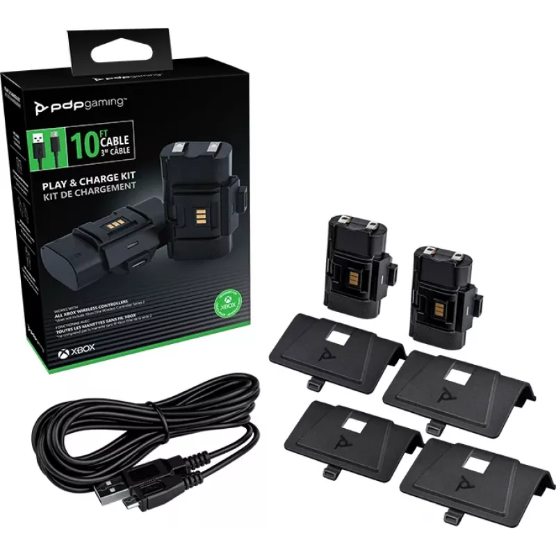 Kit Play & Charge PDP Gaming, Xbox One, bateria para comando de jogos, preto, policarbonato, 3 m, Microsoft