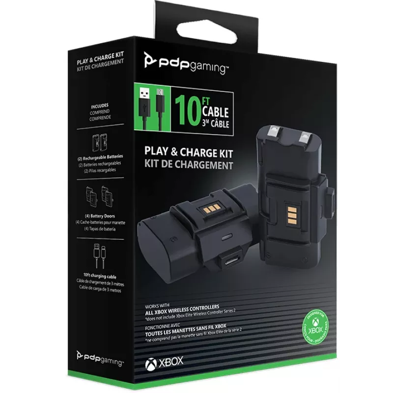 Kit Play & Charge PDP Gaming, Xbox One, bateria para comando de jogos, preto, policarbonato, 3 m, Microsoft