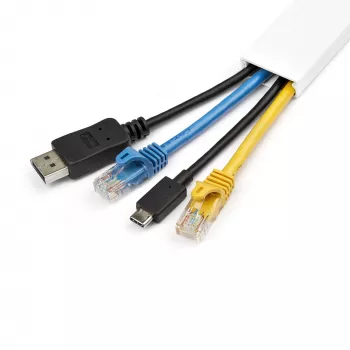 StarTech.com Canal de cabos sólido com fita adesiva e cobertura, 32 mm L x 11 mm A – 1 m de comprimento, PVC ocultação de cabos de rede/alimentação/canal de parede, máx. 12 cabos, listado UL