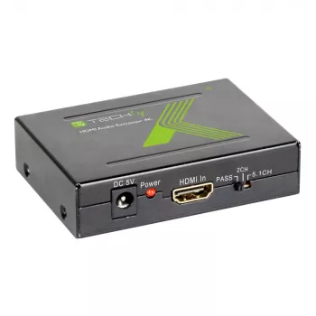 Extrator de áudio Techly HDMI SPDIF + RCA R/L IDATA HDMI-EA, 5 V, 77 mm, 64 mm, 23 mm, 351 g