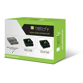 Extrator de áudio Techly HDMI SPDIF + RCA R/L IDATA HDMI-EA, 5 V, 77 mm, 64 mm, 23 mm, 351 g