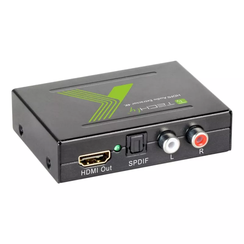 Extrator de áudio Techly HDMI SPDIF + RCA R/L IDATA HDMI-EA, 5 V, 77 mm, 64 mm, 23 mm, 351 g