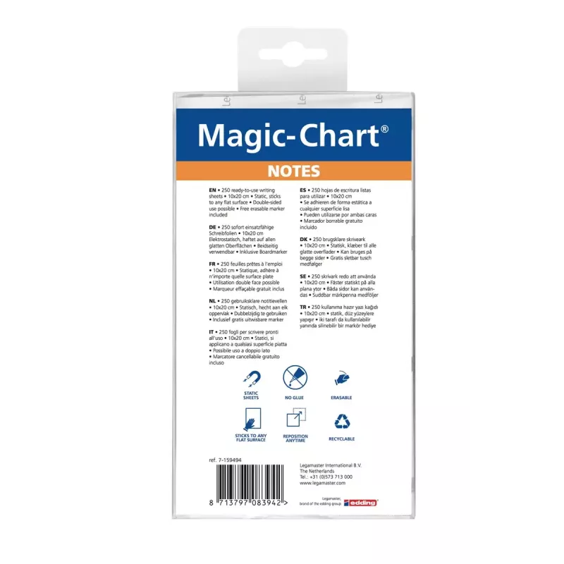 Bloco de notas Magic-Chart Legamaster 10x20cm sortido 250 unidades
