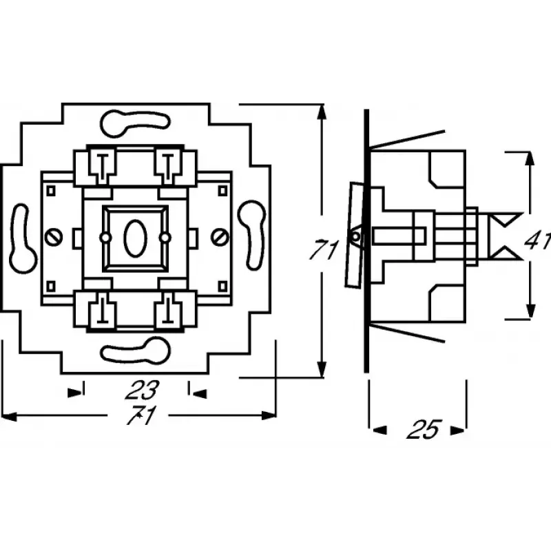 Interruptor elétrico 1P Busch-Jaeger 1413-0-0491 — 1 polo, 250 V AC, 10 A, azul metálico, 71×71×25 mm