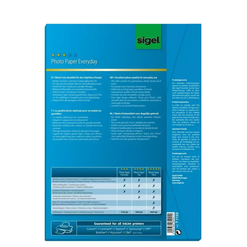 Papel fotográfico A4 Sigel T1155 brilhante