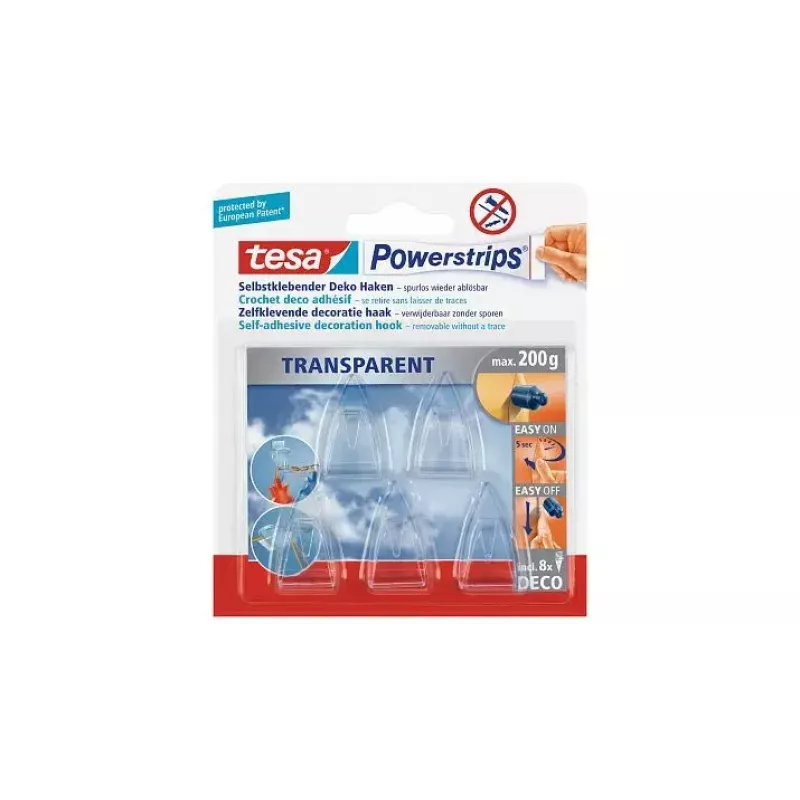 Crochet universal TESA Powerstrips Indoor Transparente 5 unid.