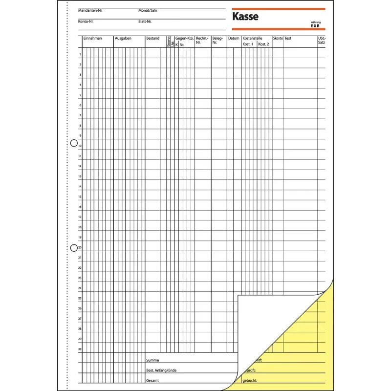 Sigel KG429 livro de caixa com coluna de impostos (EDV), A4, 2 x 50 páginas